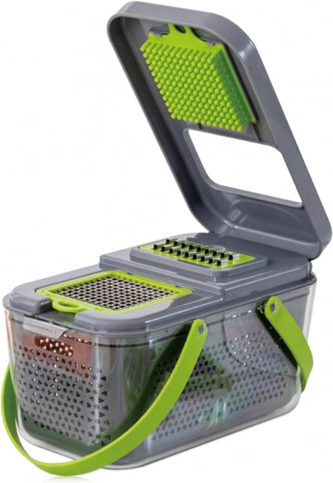 Razatoare Multifunctionala pentru fructe si legume, 22 piese, lame din otel inoxidabil, feliere, radere, taietor, maruntitor, separator ou, functie caserola, maner protectie