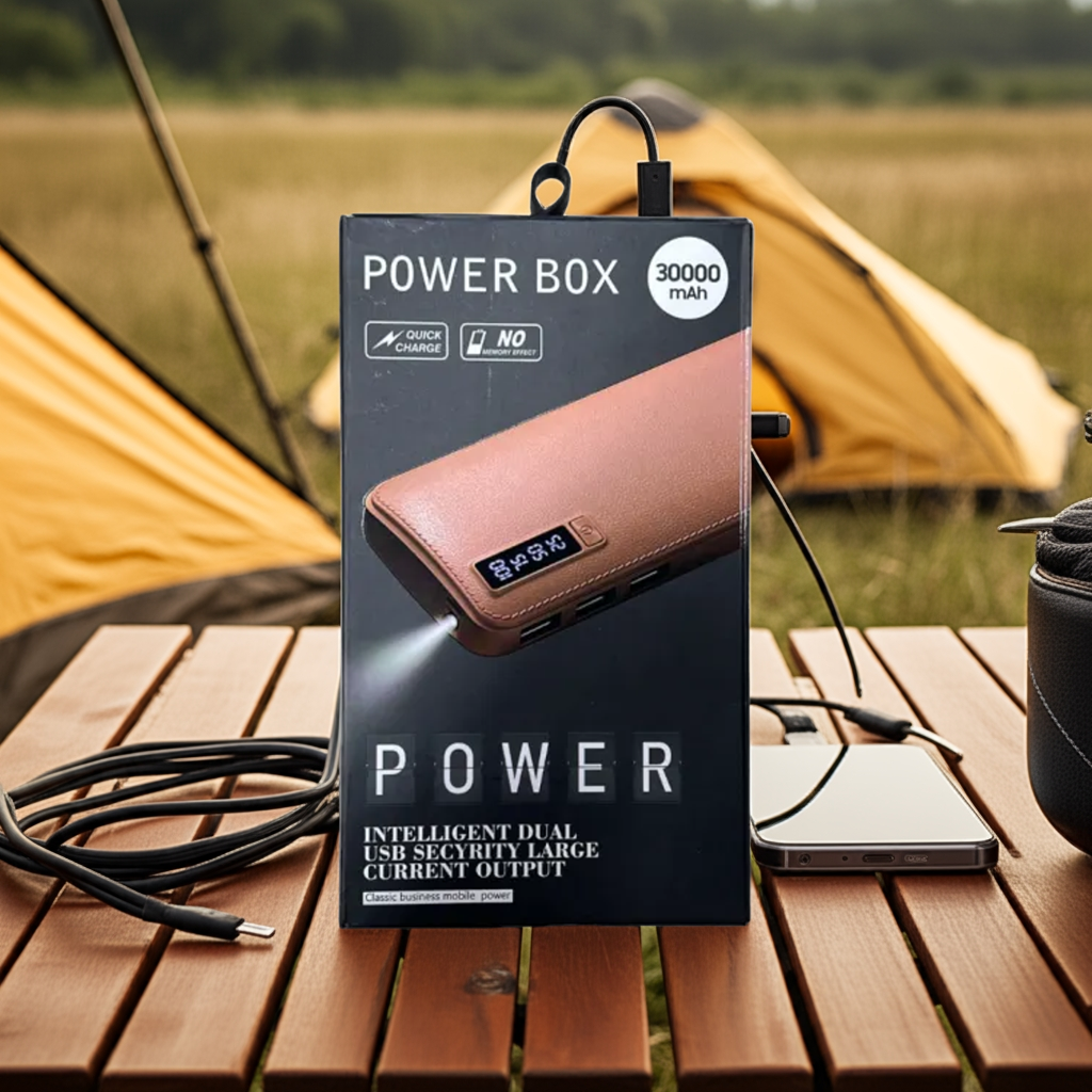 Premium external battery, 30000 mAh, Quick Charge, digital display, maximum output 2A
