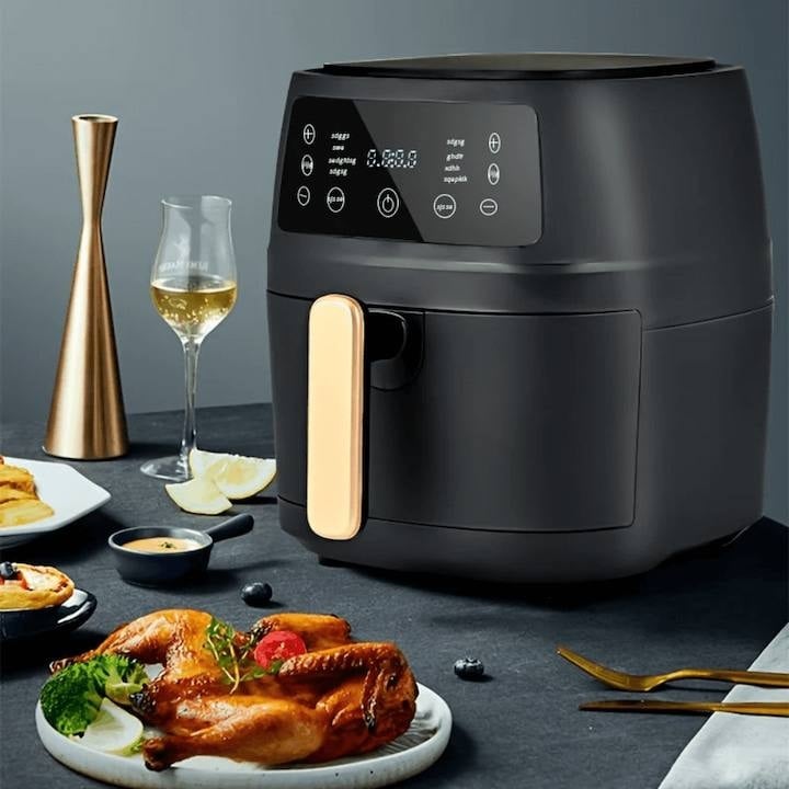 Heißluftfritteuse, 2400 W, Backfunktion, 6l, LCD + 50 Stück Backbleche