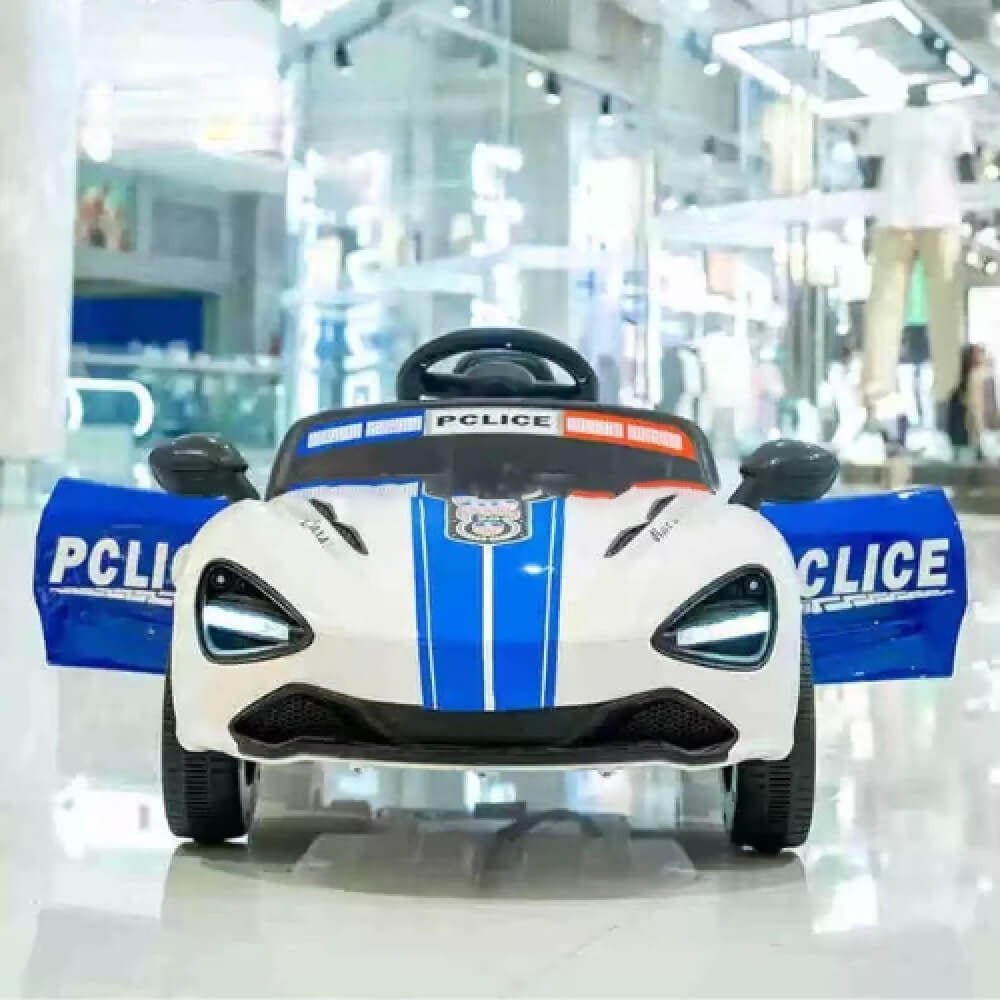 Masina electrica de politie pentru copii intre 2-5 ani, 6V, 3 viteze, 86x 56x 39 cm, telecomanda