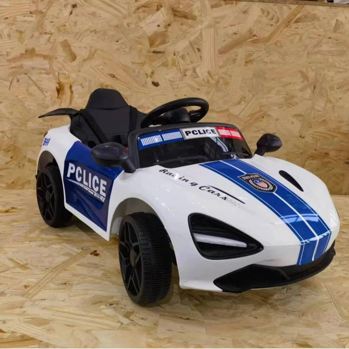 Masina electrica de politie pentru copii intre 2-5 ani, 6V, 3 viteze, 86x 56x 39 cm, telecomanda