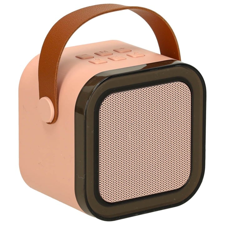 Set karaoke cu 2 microfoane și boxă portabilă, roz, 6W, iluminare LED, schimbare voce, baterii reîncărcabile