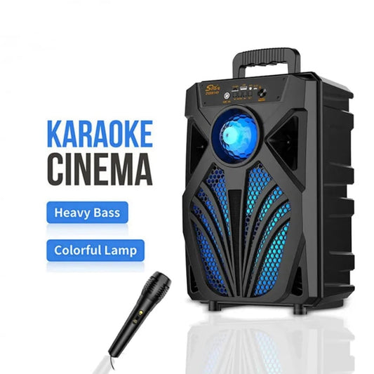 Boxă Portabilă Wireless cu Subwoofer de 8 inch, Lumini LED Colorate și Microfon - Sunet Super Bass pentru Evenimente în Aer Liber