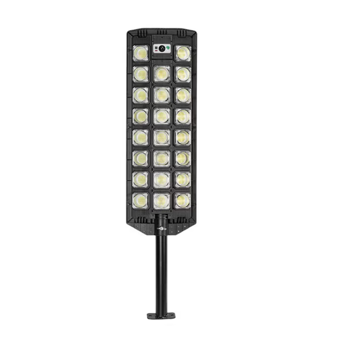 Solar street lamp with 23 COB LEDs, motion sensor and remote control, IP65 protection, black