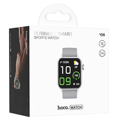 Hoco Y26 - Ceas SmartWatch, Sport, BT 5.0, functie de apel, 230mAh, Multilanguage, Argintiu