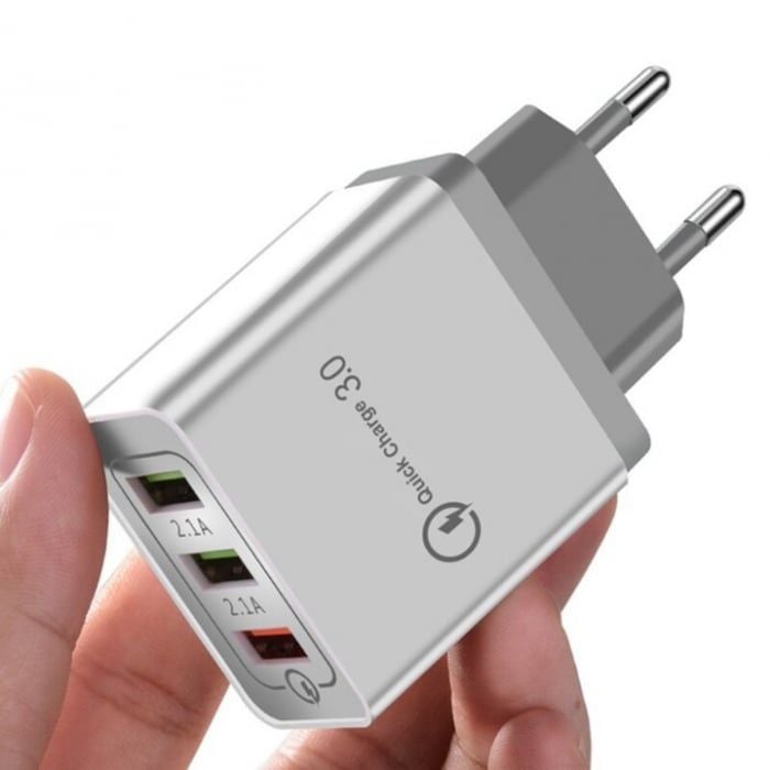 Incarcator priza, USB multiplu, 3 porturi 2.1A, incarcare rapida, Quick Charge 3.0