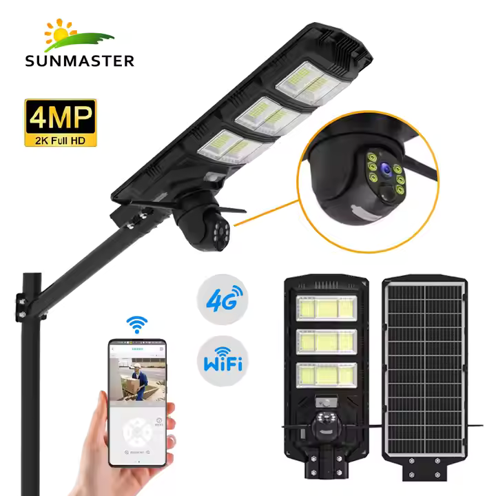 Lampa Solară cu Cameră de Supraveghere Încorporată, 4G, IP65, 450W