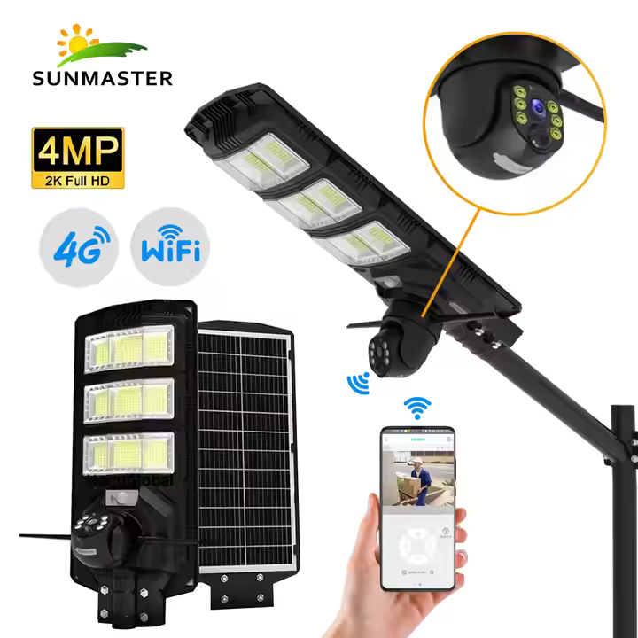 Lampa Solară cu Cameră de Supraveghere Încorporată, 4G, IP65, 450W