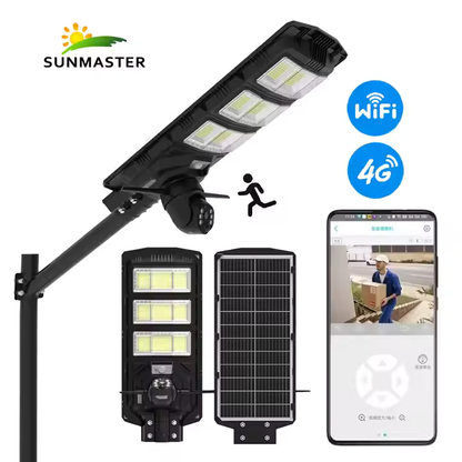 Lampa Solară cu Cameră de Supraveghere Încorporată, 4G, IP65, 450W