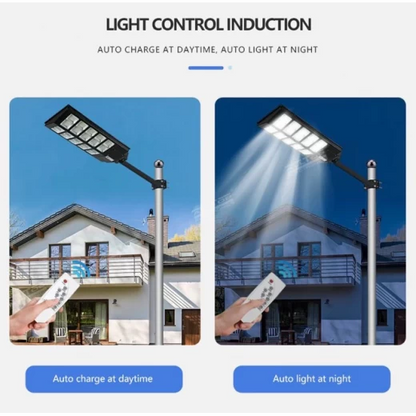 1000W Outdoor LED Solar Lamp, with Built-in Solar Panel, Motion and Light Sensor, Remote Control, IP65 - Ideal for Streets, Gardens, Yards, Parking Lots
