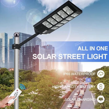 1000W Outdoor LED Solar Lamp, with Built-in Solar Panel, Motion and Light Sensor, Remote Control, IP65 - Ideal for Streets, Gardens, Yards, Parking Lots