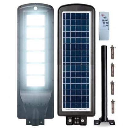 Solar LED Street Light 2000W, Autonomous, 20000mAh, 288 LEDs, IP66, Motion and Dusk Sensor, Remote Control, Outdoor Lighting for Yard, Garden, Parking Lot or Street, Cool White, Solar Panel