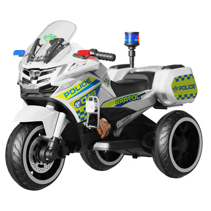 Motocicletă Electrică pentru Copii POLICE cu Efecte Sonore, Lumini și Music Player, 3-7 ani. maxim 39 kg.