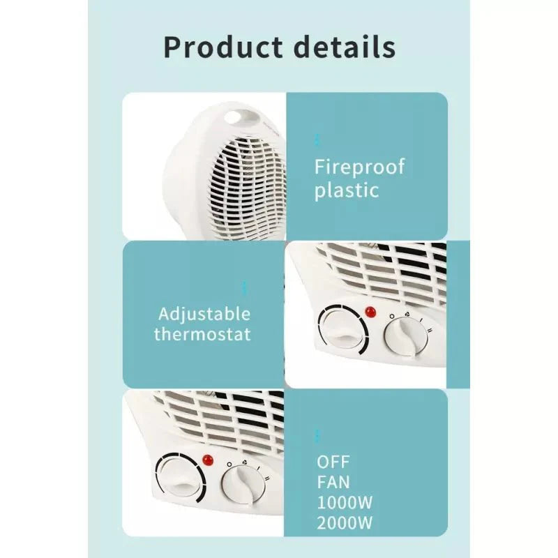 Prime Heim Elektrischer Heizlüfter für warme und kalte Luft, 2000W, ABS