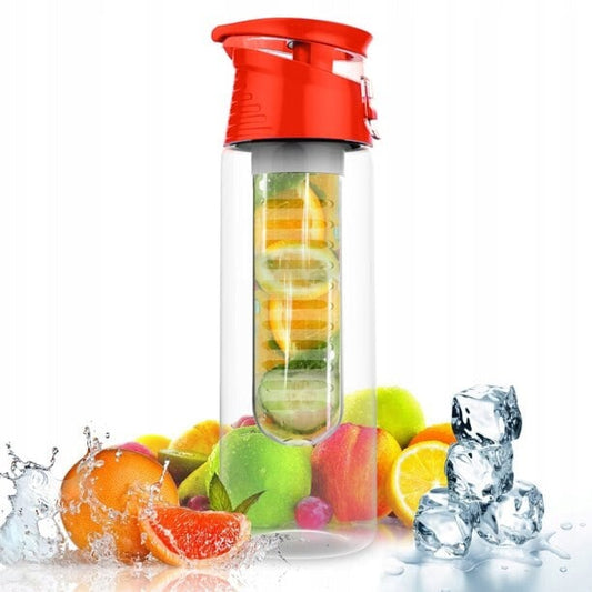 Sticlă de apă cu infuzor de fructe – capac roșu