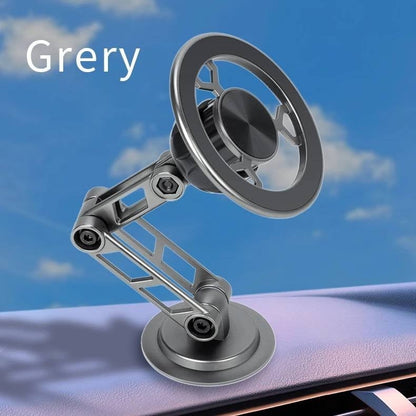 Car Phone Holder, Durable Metal Arm, Strong Magnet, Windshield or Dashboard Mount, 1080° Rotation, Gray